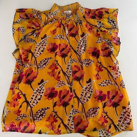 A.L.C Hayley silk top in yellow multi color  size 4 NWT - Picture 5 of 7